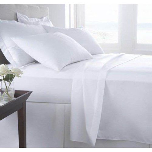 product_image_name-Generic-Drap double lit et 2 taies d'oreiller blanc en Coton doux-1