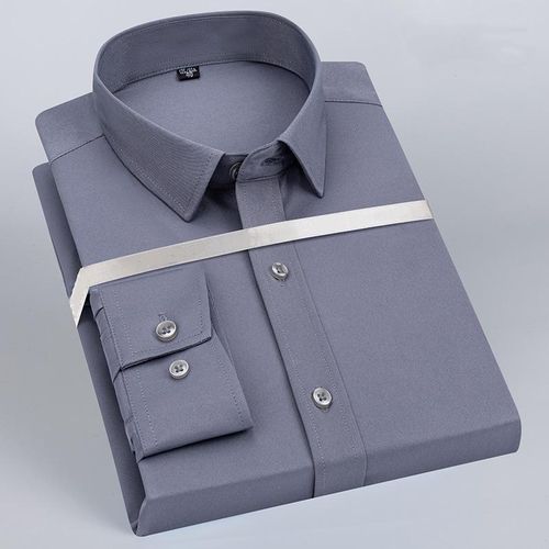product_image_name-Banagat-Chemise Formelle Pour Homme Qualité Entreprise Couleur Grise Manches Longues-1