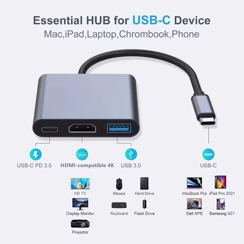 product_image_name-Generic-Adaptateur multiport 3 en 1, USB-C vers HDMI 4K, USB-C PD, USB 3.0 - Séparateur de hub USB pour tablette, ordinateur portable, téléviseur et lecteur de jeux -5