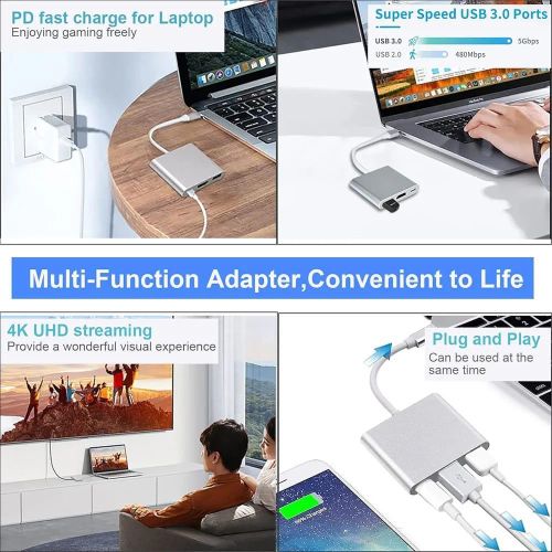 product_image_name-Generic-Adaptateur multiport 3 en 1, USB-C vers HDMI 4K, USB-C PD, USB 3.0 - Séparateur de hub USB pour tablette, ordinateur portable, téléviseur et lecteur de jeux -6