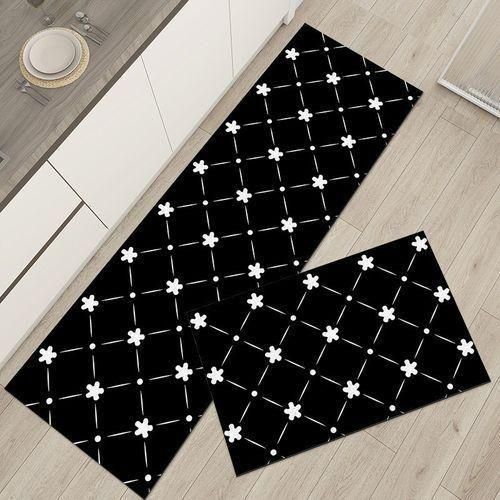 Lot de 2 tapis de cuisine anti-fatigue, antidérapants, style bohème, imperméable, tapis de cuisine rembourré pour bureau, buanderie, évier, bureau, cyan multicolore