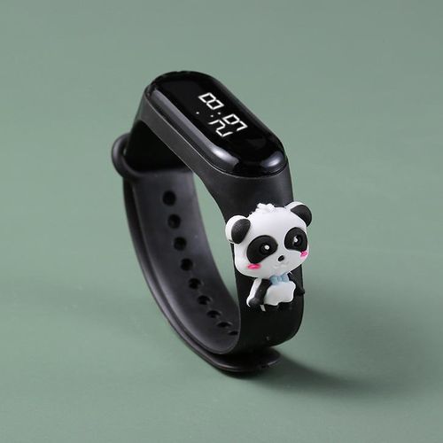 product_image_name-Fashion-Montre électronique pour enfants bracelet étudiant LED dessin animé Le panda - Noir-1