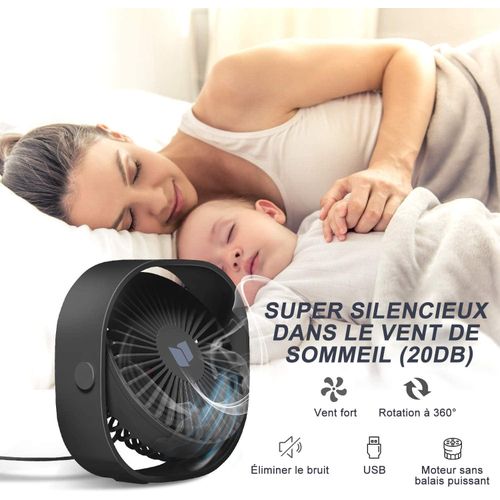 Ventilateur USB Rechargeable Silencieux, Portable Petit - Ventilateur Bureau  3000mAh, 3 Vitesses - Très discret pour votre bureau, votre maison ou votre  voyage - Garantie 12 mois : : Cuisine et Maison