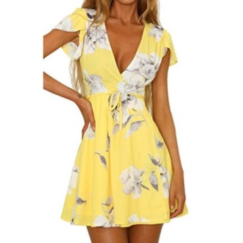 Robe jaune shop a fleur