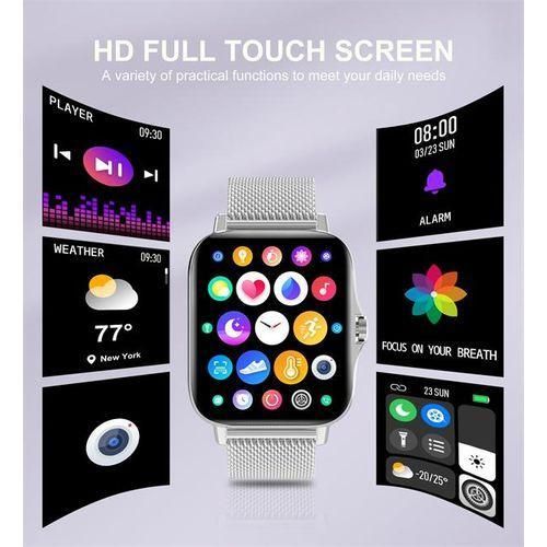 product_image_name-Generic-Montre intelligente à écran tactile complet, résistante à l'eau IP67, avec bracelet en acier d'affaires, taille 1,99 pouces-4