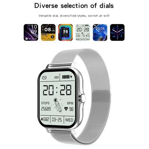 product_image_name-Generic-Montre intelligente à écran tactile complet, résistante à l'eau IP67, avec bracelet en acier d'affaires, taille 1,99 pouces-8