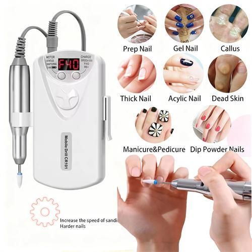 product_image_name-Generic-40000 tours portable rechargeable ongle polisseuse, faible bruit professionnel électrique perceuse à ongles, polisseuse et ponceuse, outils d'art à ongles à la maison-7