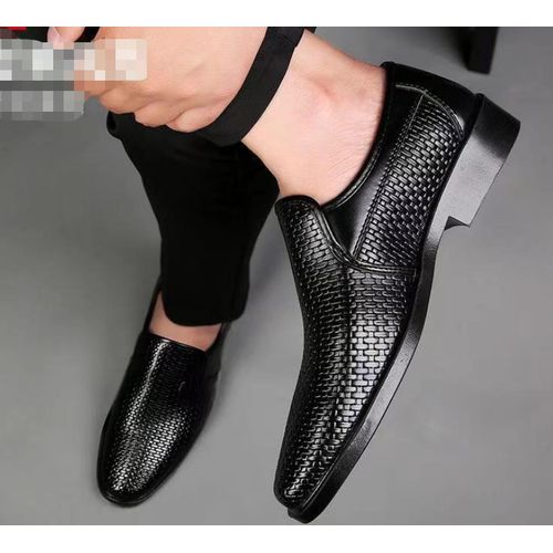 Fashion chaussures en cuir pour hommes Noir Prix pas cher