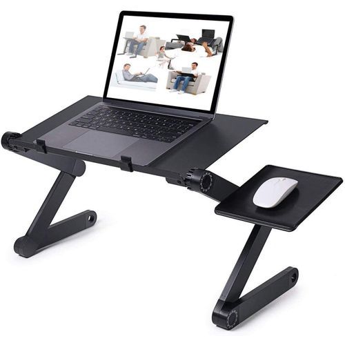 Support d'ordinateur portable de bureau en alliage d'aluminium pliable  ajustable à 360 degrés avec double ventilateur pour processeur et tapis  souris