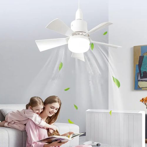 product_image_name-Generic-Ventilateur avec lumière LED télécommande - LED à intensité variable 3 couleurs, 3 vitesses - LED pour chambre à coucher, salle à manger-4