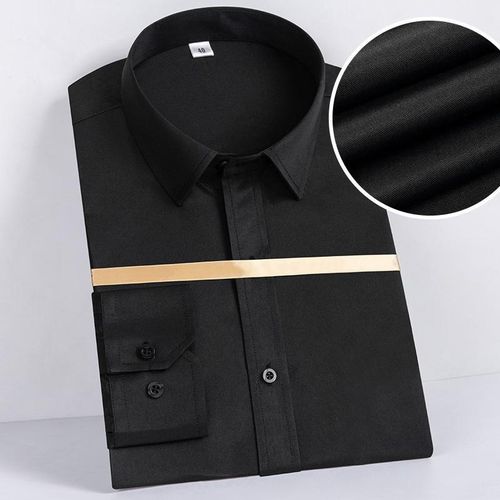 product_image_name-Banagat-Chemise Formelle Pour Homme Qualité Entreprise Couleur Noire Manches Longues-1