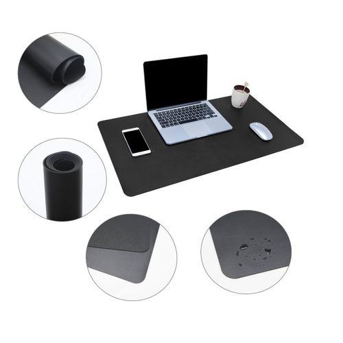Tapis de bureau imperméable en cuir synthétique pour ordinateur et souris -  Sous-main protecteur pour le bureau et la maison - Rectangulaire S Noir