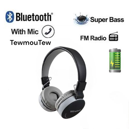 Generic Ms-881C Casque Bluetooth EXTRA BASS Support FM Radio TF Card MP3  Player with Mic for Mobile Phone Tablet PC (Wireless Bluetooth Headphone )  - Prix pas cher