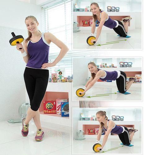 product_image_name-Generic-Roue Abdominaux Duo AB Wheel Roller Exercices Abdominale avec Tapis Genoux Poignées avec Mousse Confortable, Idéal pour Fitness, Abdos-4
