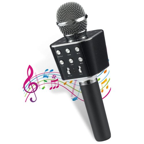 Mini machine à karaoké avec 2 microphones sans fil pour les