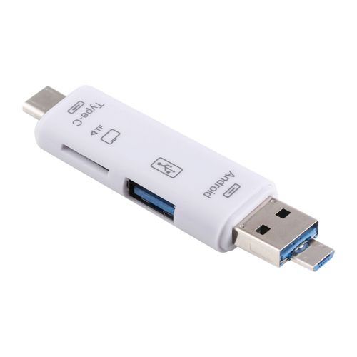 Generic Adaptateur Connecteur 3 en 1 - TF & USB Vers Micro USB & Lecteur de carte  Type-C OTG - Blanc - Prix pas cher