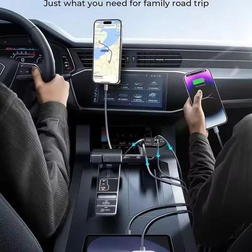 product_image_name-Generic-Chargeur de voiture rétractable 4 en 1 120W,  adapteur allume-cigare de voiture, câble chargeur rapide USB type C-4