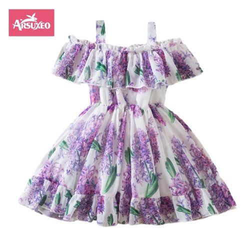 product_image_name-Arsuxeo-1-5Y filles robe jarretière enfants robe imprimée enfants élégants Casual Chiffon fleurs Tutu princesse robes-1