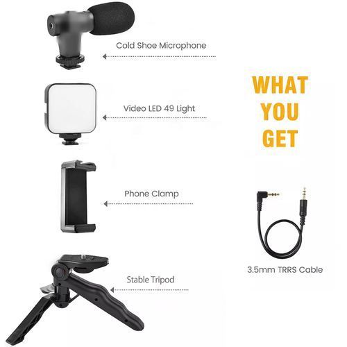 Generic Support De Téléphone Trépied Avec Clip & Kit Microphone & Lumière  LED - Prix pas cher