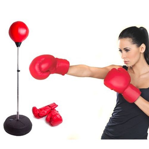 Punching ball réglable avec gants de boxe