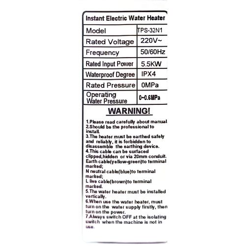 product_image_name-Non-Chauffe-eau Instantané sans réservoir TPS32N1-4