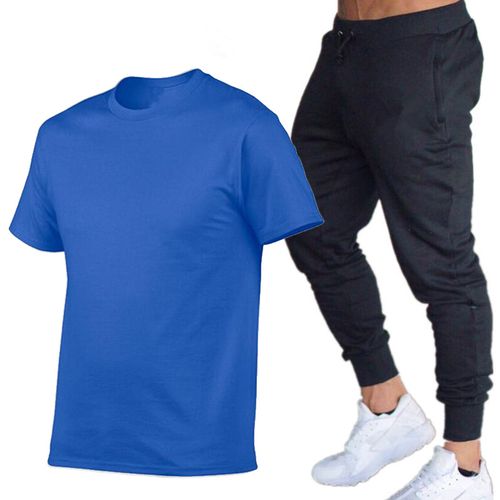Generic Ensemble de vêtements de sport d'été pour hommes T-shirt à manches  courtes + pantalons de survêtement longs - Prix pas cher