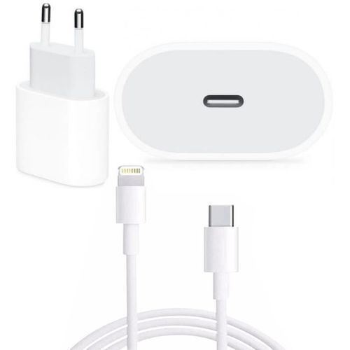 Chargeur iPhone USB-C 20W + Cable Type C vers Lightning - Mermoz