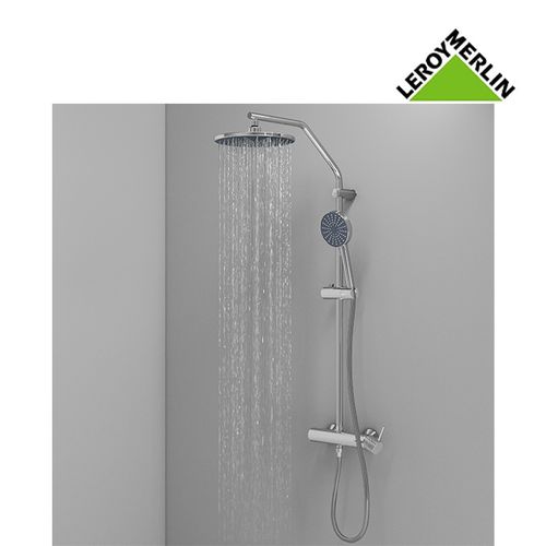 Barre de douche à fixation réglable avec douchette 3 jets et flexible