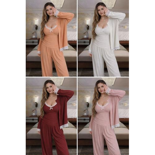 product_image_name-Generic-ESEMBLE Pyjama 3 PIECES SEXY LINGERIE pour femme, ensemble de vêtements d'intérieur, Blanc-2