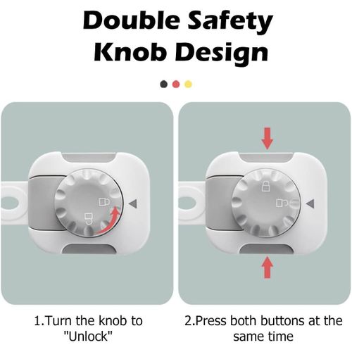 product_image_name-Generic-6-Pack Child Safety Locks Baby Safety Latches, Child Proof Cabinet Latches Adjustable Double Button Baby Locks to Drawer Door Fridge Oven Toilet-4