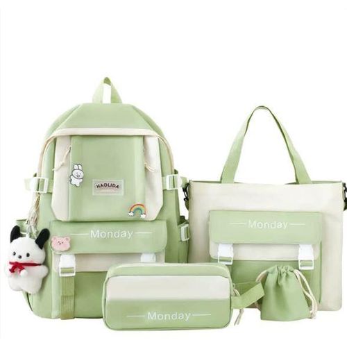 Sac à Dos Coquette Avec Nœud - Ensemble 3 Pièces (sac à Dos + Sac Bandoulière + Pochette) - Style Kawaii, Pour école Et Voyage