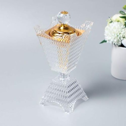 product_image_name-Generic-Encensoir de Luxe en Cristal Arabesque – Brûleur de Parfum Élégant avec Support Doré-1