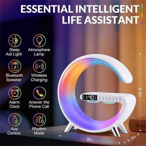 product_image_name-Generic-Haut-parleur Bluetooth portable, Charge sans fil, Lumière RGB, Réveil, Horloge-2