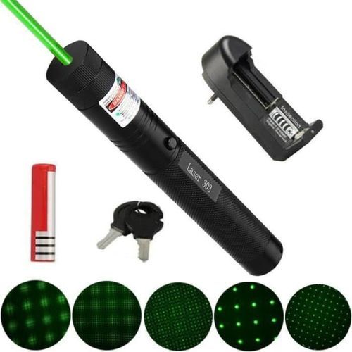 Green Pointeur laser 301 pro vert ultra puissant 1mw 532 + pile18650  offerte pointer - Prix pas cher