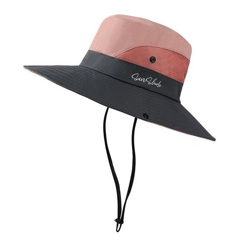 product_image_name-Fashion-Voyage en plein air, plage, chapeau de pêcheur, chapeau de soleil à large bord, camping, escalade, protection du visage, chapeau de soleil queue de cheval - rose-1