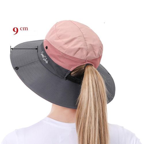 product_image_name-Fashion-Voyage en plein air, plage, chapeau de pêcheur, chapeau de soleil à large bord, camping, escalade, protection du visage, chapeau de soleil queue de cheval - rose-6