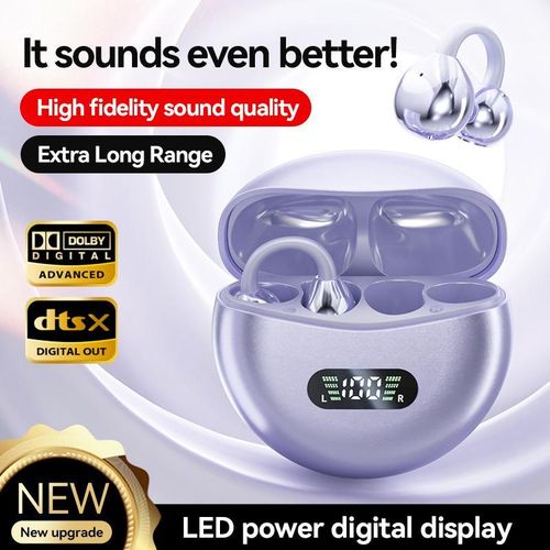 product_image_name-TWS-Air Ear Pods Freeclip LGE 008 Ultra Open Earbuds, Écouteurs Bluetooth 5.4 Sur l'oreille, Non dans l'oreille, Conduction osseuse, Tactile Ultra Bass Écouteurs boucle d'oreille M79 - VIOLET-4