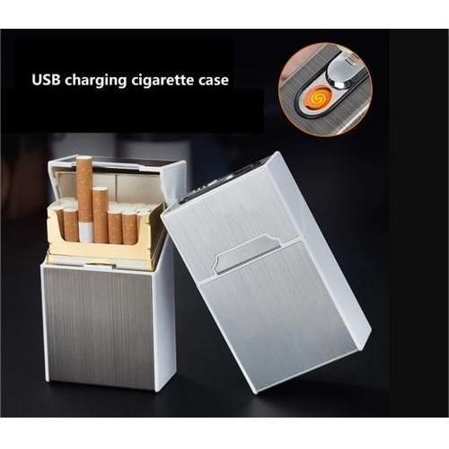 product_image_name-Generic-Étui à Cigarettees 2 En 1, Boîte De Chargement USB, Allume-cigaree Coupe-vent Pour Fumer-6