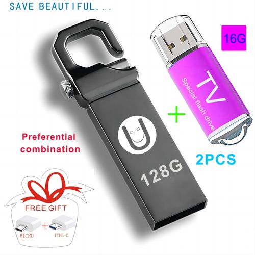 Generic Clé USB 128 GB - Clé USB Pour TV 16GB offert - Gris/violet - Prix  pas cher