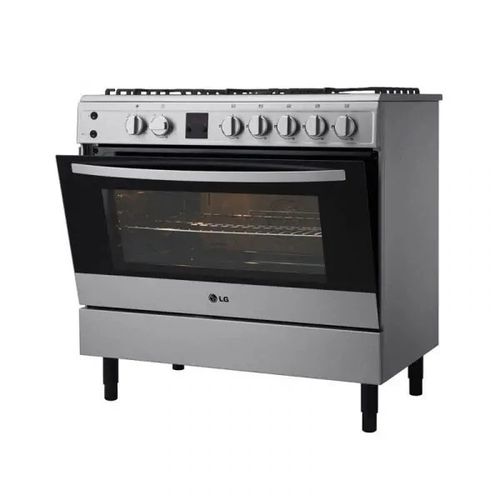 LG Cuisinière à gaz 5 Feux 90 CM, Sécurité totale, Système de chauffage  combiné, Rôtissoire