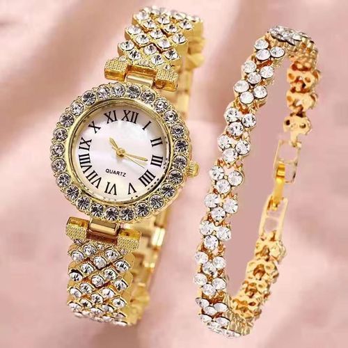 product_image_name-Fashion-Montre Femme 2 en 1 Quartz avec Bracelet - Or-1