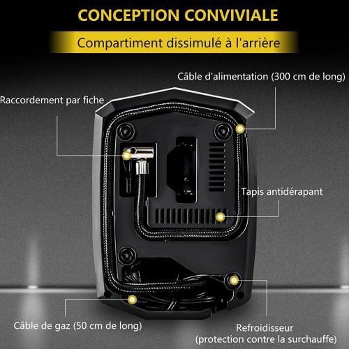 Generic Gonfleur Pneus Voiture Numérique Portable avec 3 Adaptateurs De Buse  Et Lumière LED - Prix pas cher
