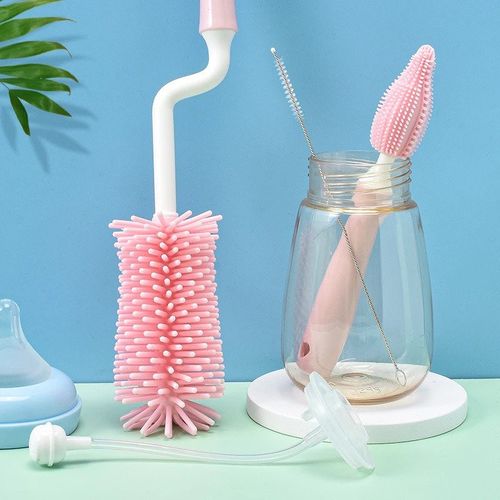 Brosse De Nettoyage En Silicone Pour Biberons, Poils Flexibles En Silicone  Ventouse Multi-usages Doux Brosse De Nettoyage De Tête De Brosse En  Silicone Pour Biberons Rose, Bleu, 