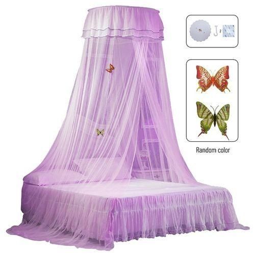 product_image_name-Generic-Moustiquaire à Dôme En Dentelle Papillon Pour Lit Double - Violet-3