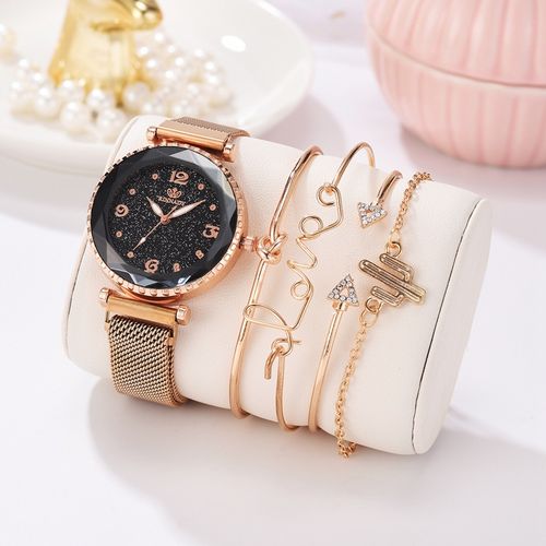 Mode Montre Bracelet Femme En Cuir - 5 En 1 - Prix pas cher