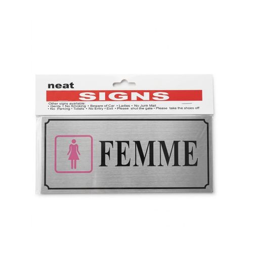 product_image_name-Generic-Plaque de Signalisation Toilettes Femmes – Effet Métal Argenté – Panneau Rectangulaire avec Pictogramme-1