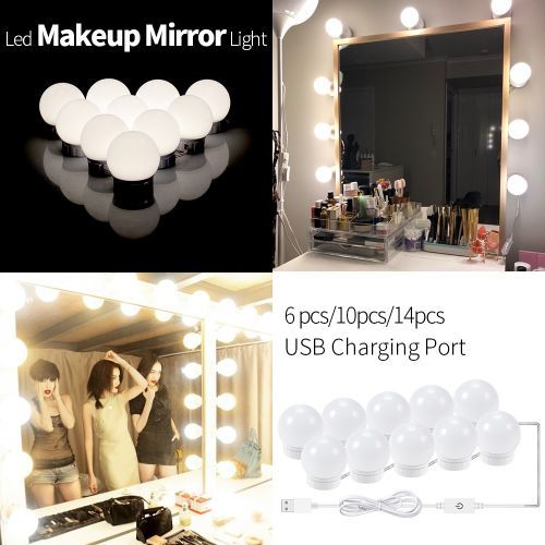 Generic 10pcs Lumière LED Pour Miroir De Maquillage Courtoisie D'Hollywood,3  Modes Couleurs, Ampoule USB 12V - Prix pas cher