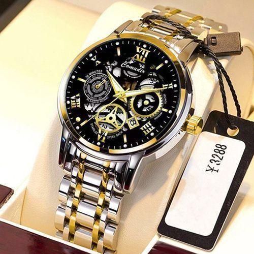 product_image_name-Fashion-Montre Homme de Luxe Creuse Noctilucente Étanche - Noir/Or-1