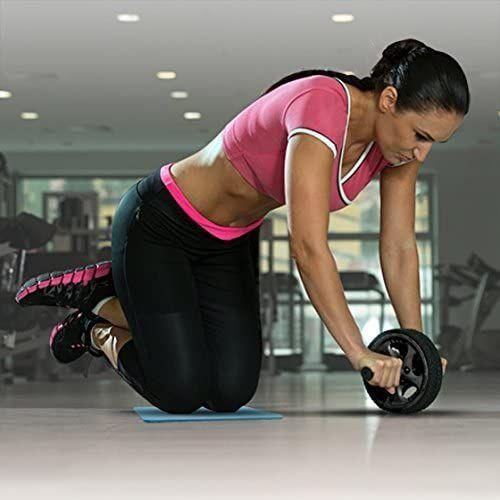 product_image_name-Generic-Roue Abdominaux Duo AB Wheel Roller Exercices Abdominale avec Tapis Genoux Poignées avec Mousse Confortable, Idéal pour Fitness, Abdos-3