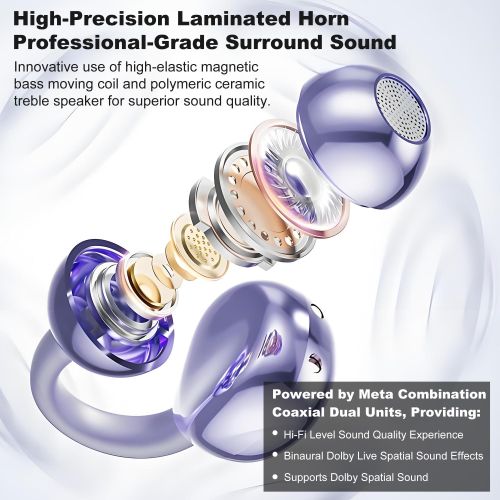 product_image_name-TWS-Air Ear Pods Freeclip LGE 008 Ultra Open Earbuds, Écouteurs Bluetooth 5.4 Sur l'oreille, Non dans l'oreille, Conduction osseuse, Tactile Ultra Bass Écouteurs boucle d'oreille M79 - GOLD-7